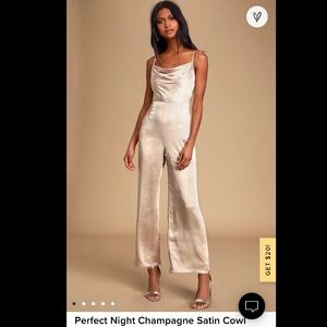 Perfect night champagne satin cowl neck jumpsuit